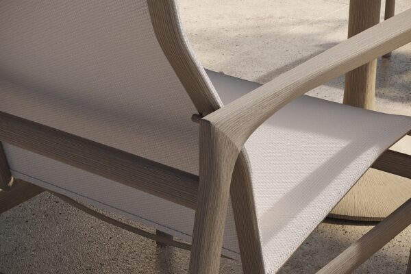 Image of Berkley Sling Chair with a detailed focus on the chair arm